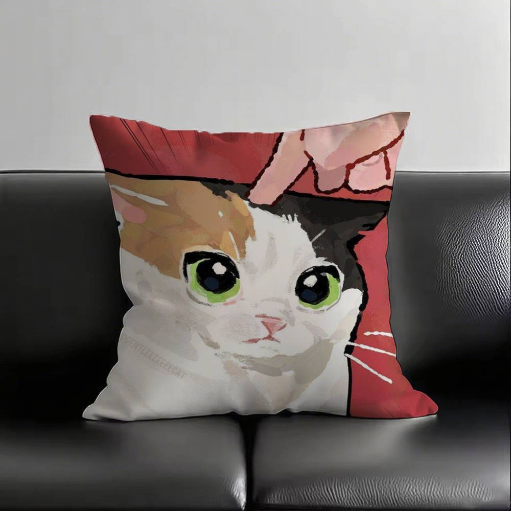 1pc Cute Cat Pillow Case Square Bedroom Sofa Leisure Comfort Cushion Car Living Room Home Decoration