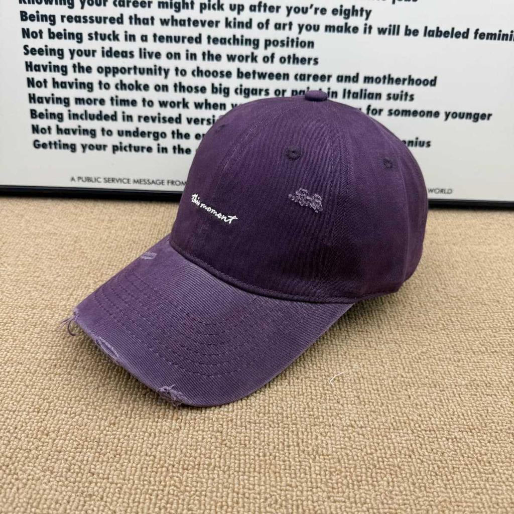 Soft Top Old Ripped Baseball Cap Women's Ins Wind Versatile Embroidered Letters Sunshade Face Small Cap