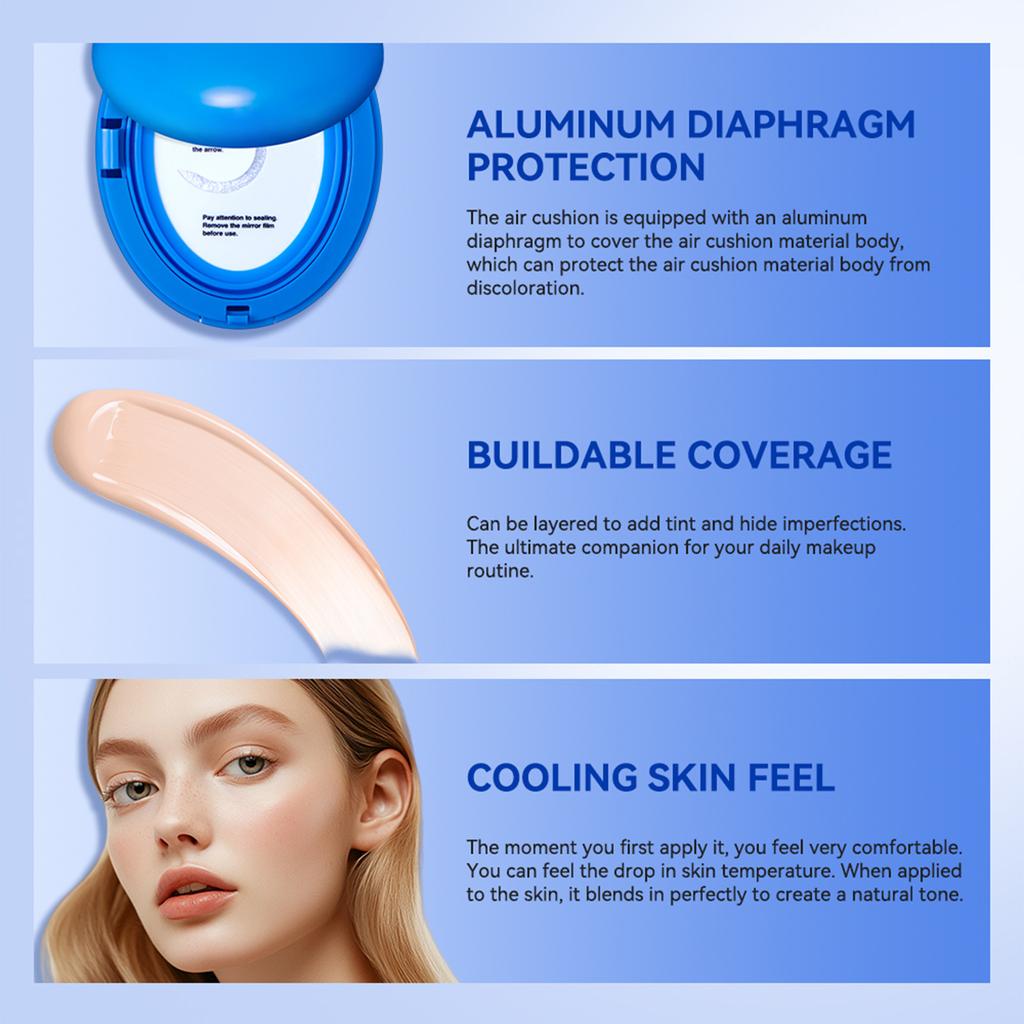 Blue Cushion Concealer Foundation Cross-border Oil Control Long-lasting Creamy Muscle Moisturizing Cushion Foundation