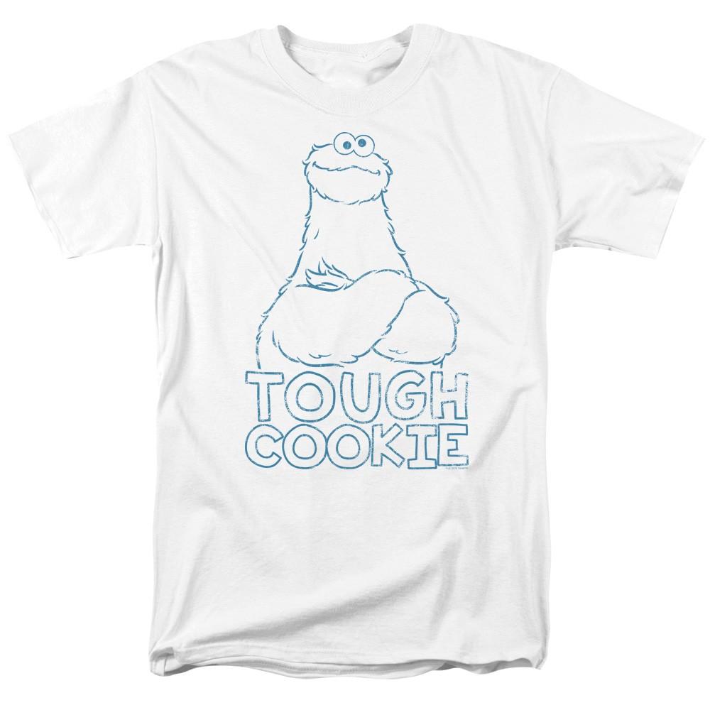 Sesame Street - Tough Cookie - Adult Unisex Short Sleeve T-Shirt - White 3XL