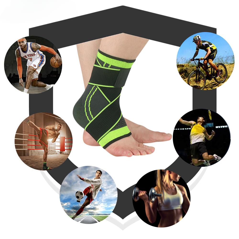 1PC 3D Pressurized Bandage Ankle Support Wrist Sports Gym Badminton Ankle Brace Protector Foot Strap Sleeves Belt Elastic