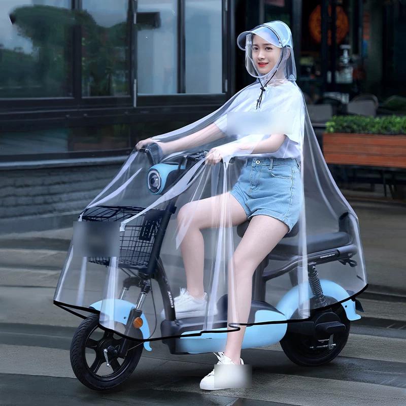 Raincoat for Electric Scooter, Double Seat for Mother and Child, 2024 Parent-Child Rain Poncho, Transparent Rain Cover for Motorcycle, Rainproof and