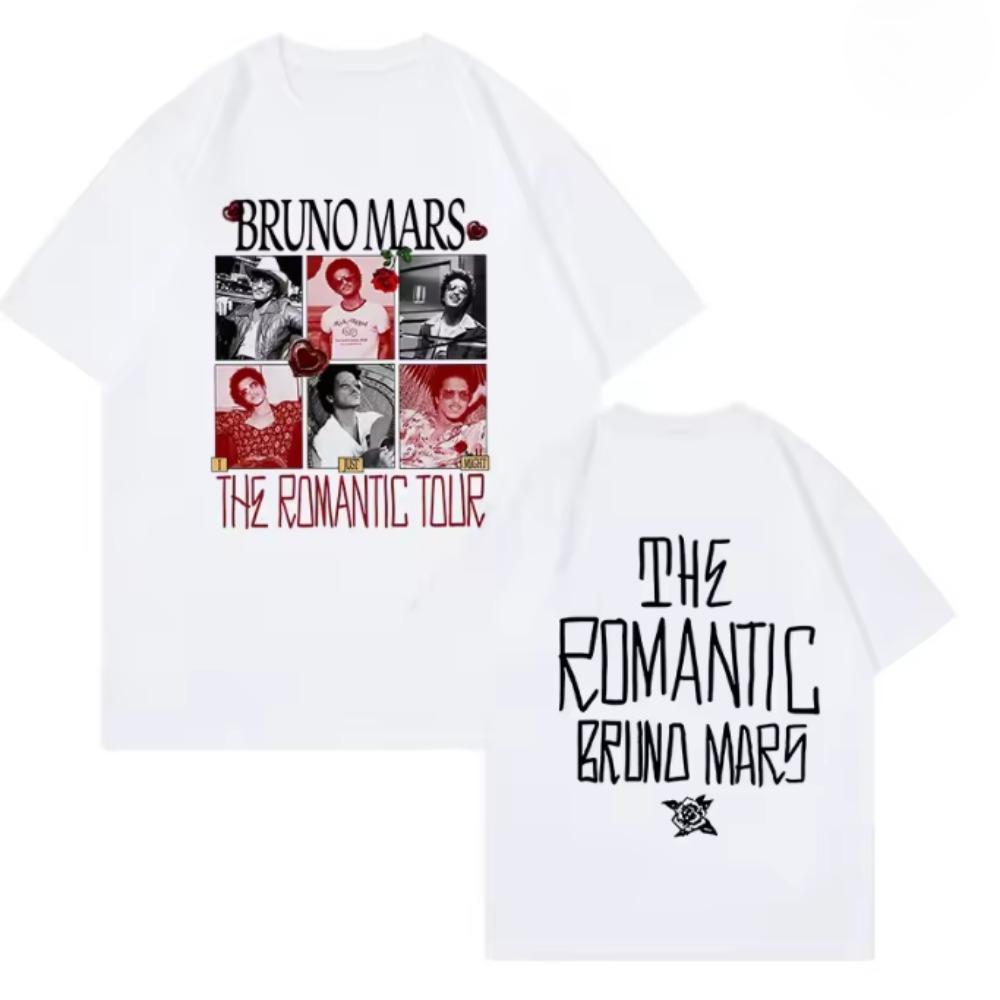 2026 Bruno Mars Romantic Tour Tshirt Tour Date Back Side Doublesided Cotton Tshirt Highquality Tees