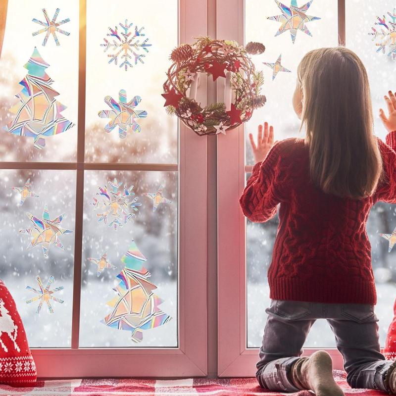Christmas Snow Window Film PVC Static Window Cling Sun Catcher Window Decals Removable Stickers Window Film Xmas Decorations