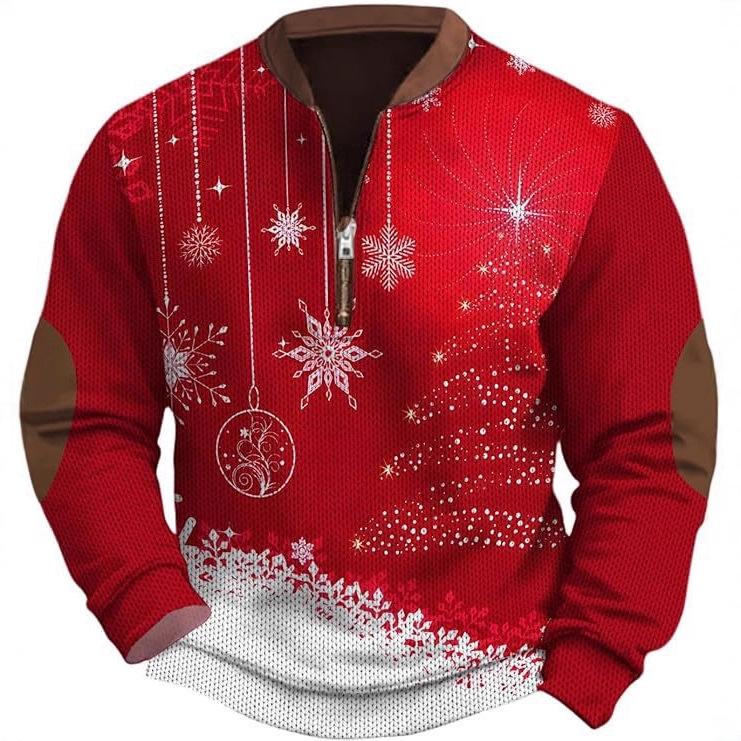 Men's Christmas Snowflake Tree Print Hoodie - Autumn 2025 Edition