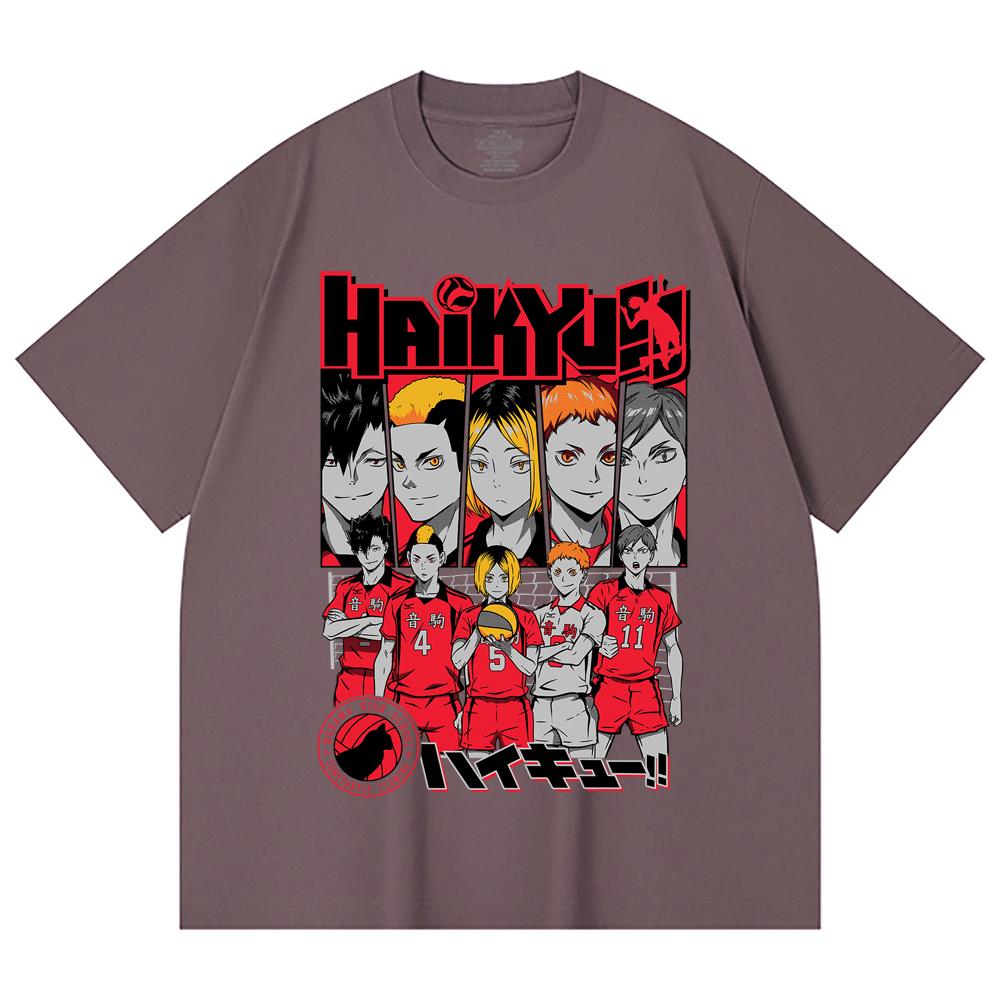 230 Gsm 100% Cotton Haikyu V8 Nekoma High Print Unisex Heavy Cotton T Shirt