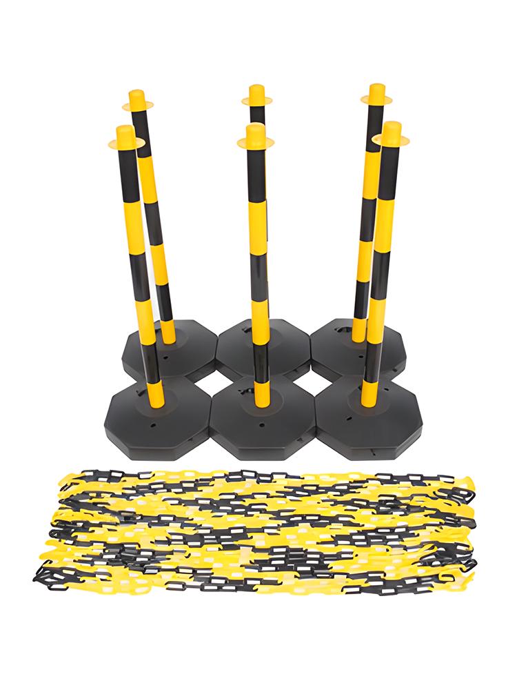 Plastic Warning Post Chain for Construction Site Fence with Isolation Barrier and Caution Tape