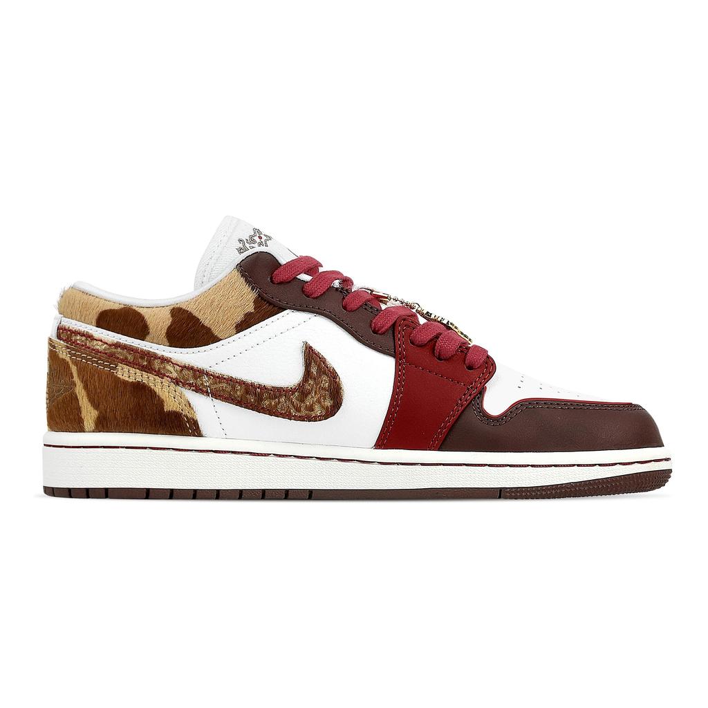 Jordan Air Jordan 1 Cyan Cloud Prosperity, Heart Box Low Top Vintage Basketball Shoes Men's Brown Red IQ5321-121(Team773--)