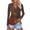 Women's Summer Fashion Casual  Printed V-Neck Long Sleeve Shirt Top