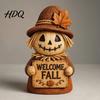 Retro Style Harvest Theme Figures Fall Scarecrow Figurine Wooden Pumpkin Statue Rustic Autumn Thanksgiving Decorations Tabletop Decoration for Home