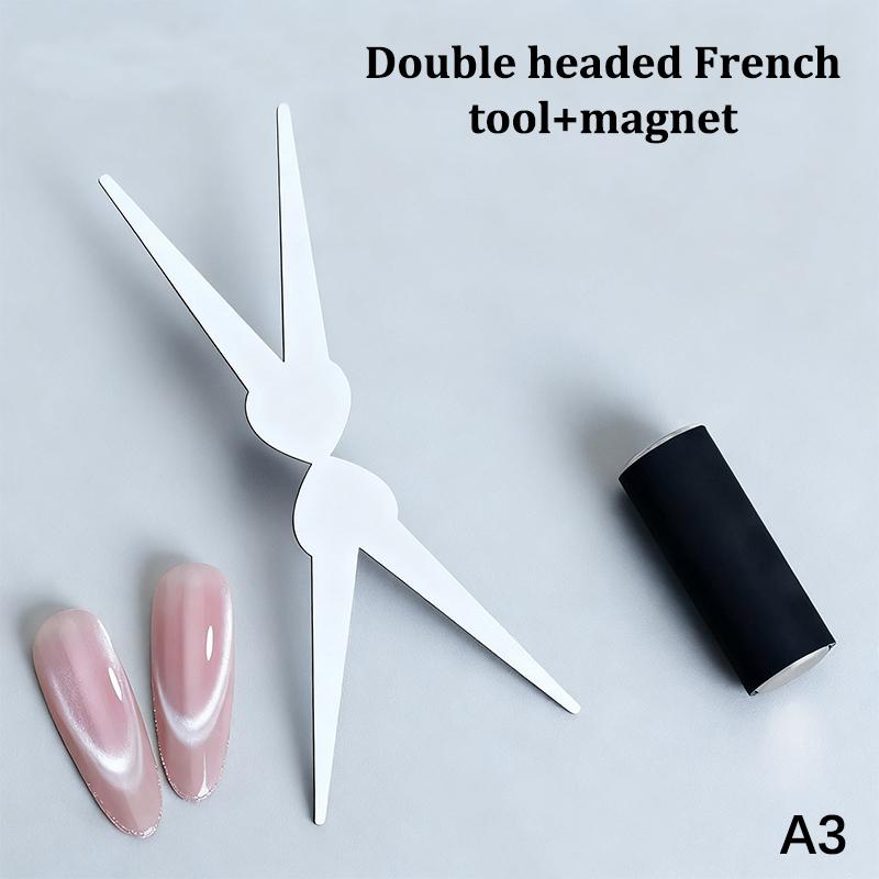 Dual Ended French Cat Eye Magnet Tool Y-Shaped Plate Magnetic Auxiliary Tool Gel Polish Magnet Rod Tool