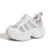 Thick-soled Rhinestone Dad Shoes Women's 2025 Summer New Inner Height-increasing Women's Shoes Breathable Mesh Fashion Versatile Casual Shoes