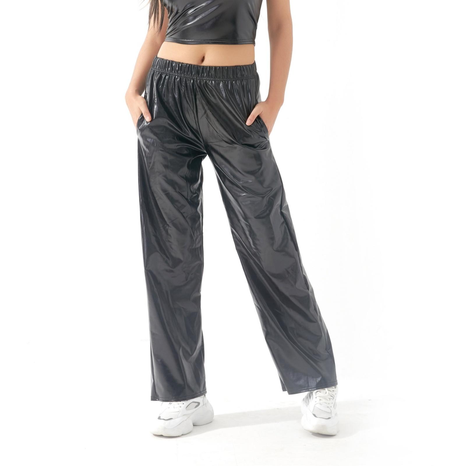 Women s High-waisted Stylish Elasticated Waist Straight-leg Pants L