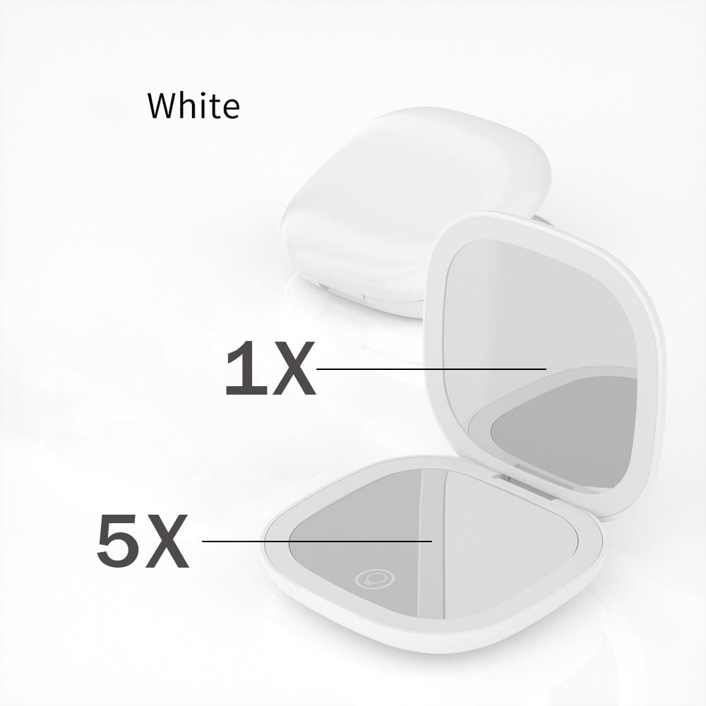 Specchio da Trucco LED Tascabile Pieghevole Mini Compatto con Luce, Ingrandimento 5X/10X, Specchio Portatile Ricaricabile da Viaggio