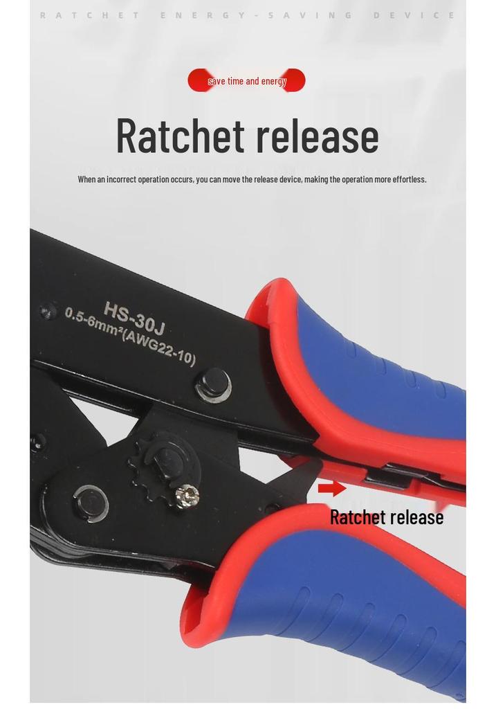 Pre-Insulated Terminal Ratchet Crimping Pliers Set for Electricians - HS-30J Model