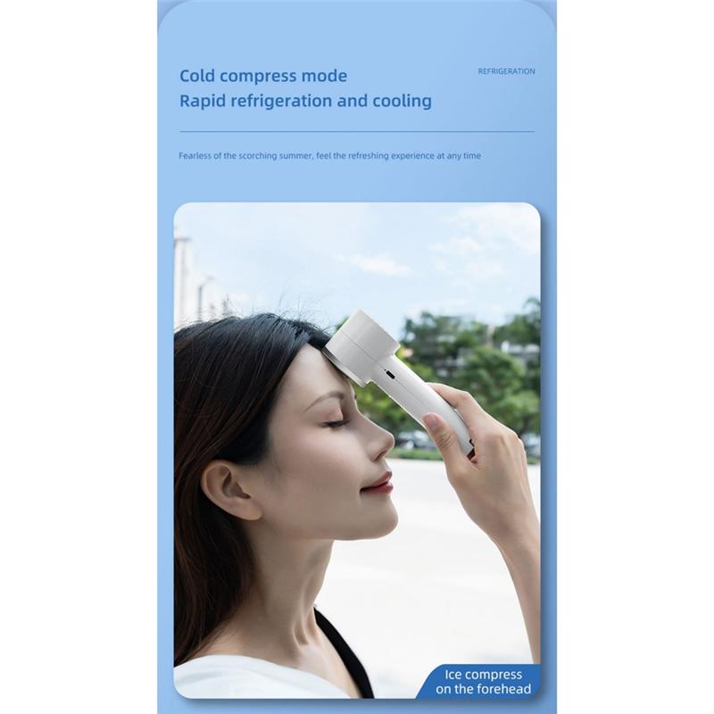 ABKY-Handheld Turbo Ice Fan With Hook USB Mini Cold Fan 5-Speeds Wind Adjustable Outdoor Ice Compress Turbo Jet Fan