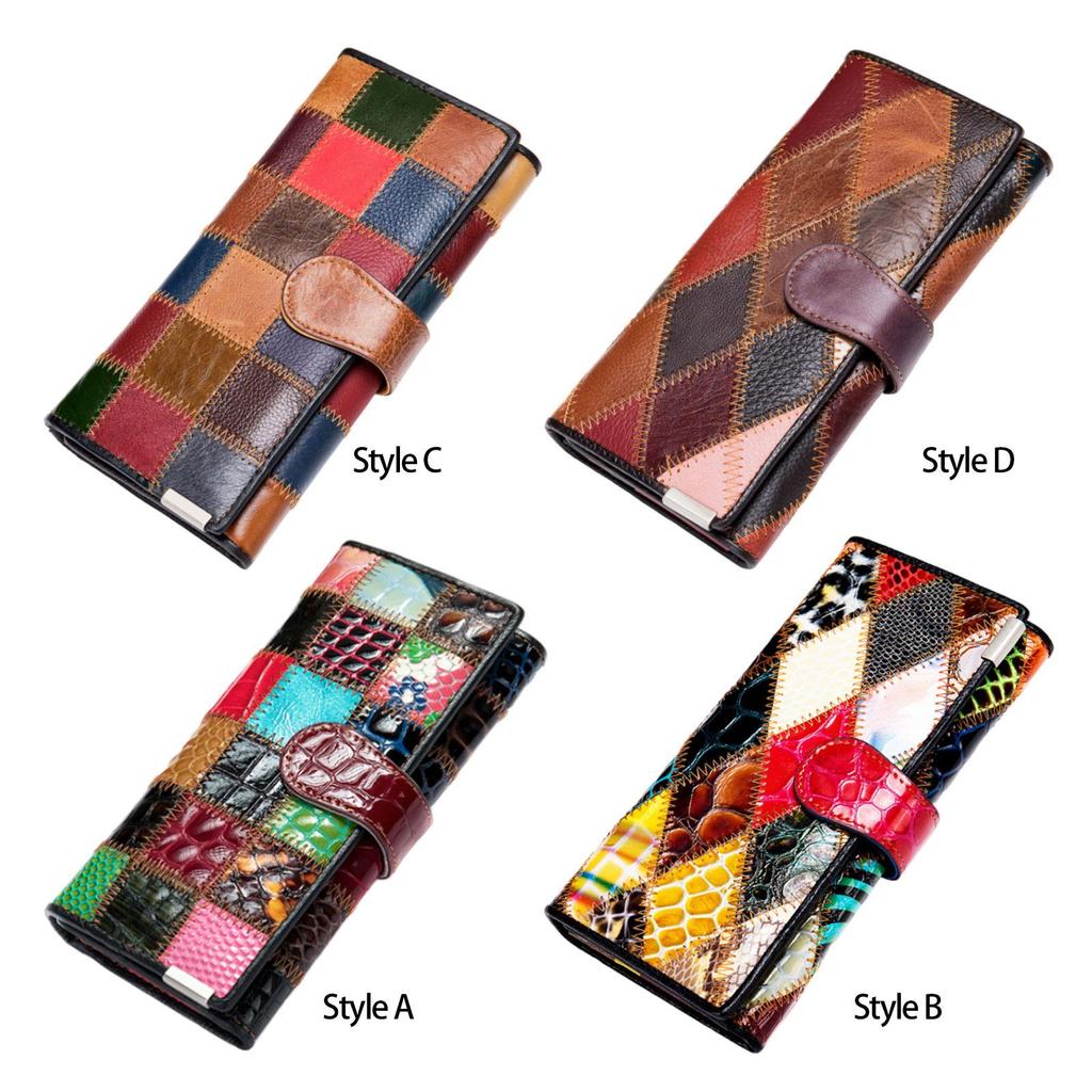 Leather Women Long Wallet Color Matching Purse Fashion Large Capacity Card Holder