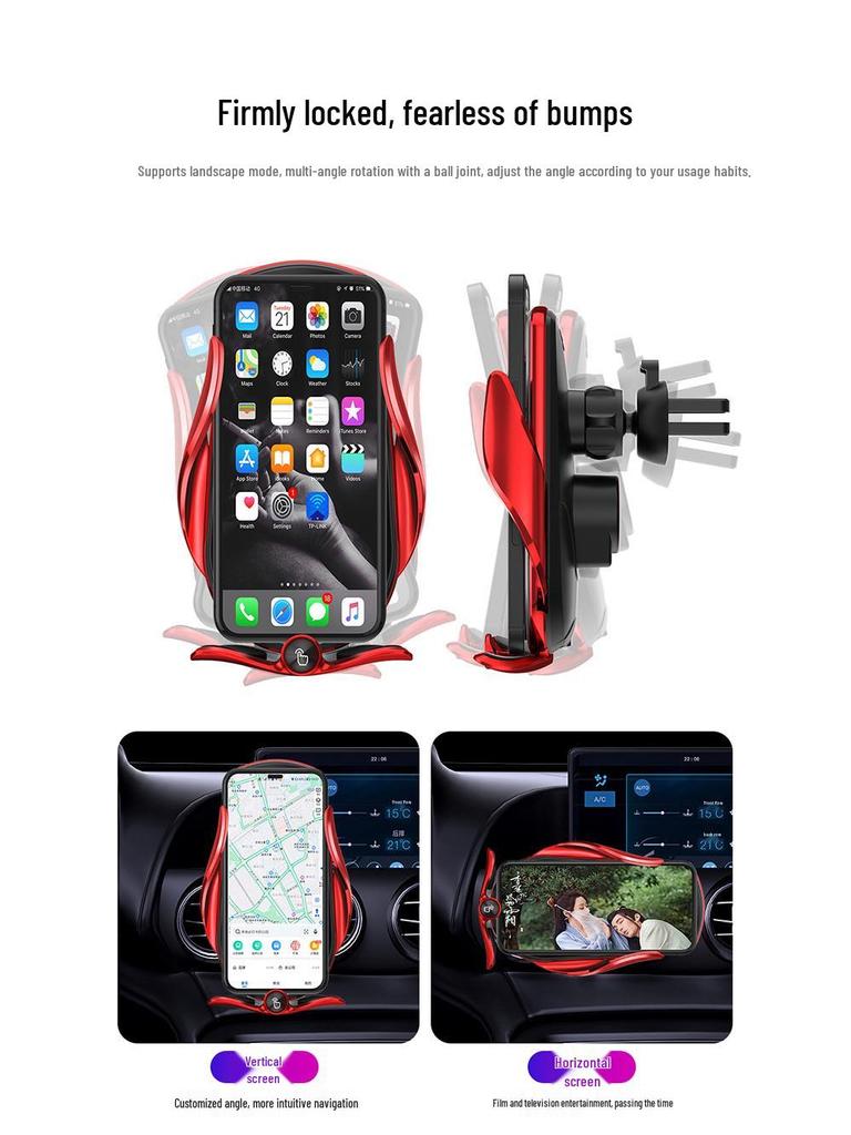 M123 Magic Clip Wireless Car Charger & Auto Clamping Phone Holder