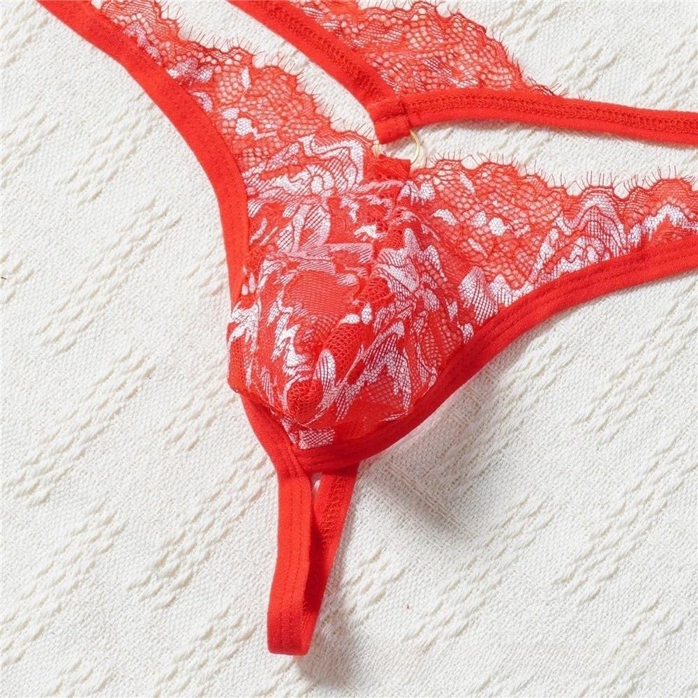 Transparent Mesh Sheer Panties Low Waist T-back Briefs Men Thin Men's Lace Thong Role Play