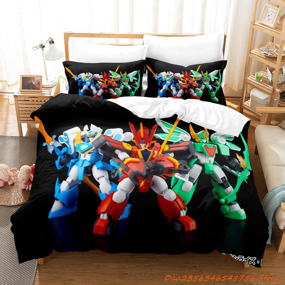 Cool Personelity Kpop Madou King Granzort Bedding Set Cartoon Anime Three-Piece Set Adult Kid Bedroom Three-Piece Suits 3D