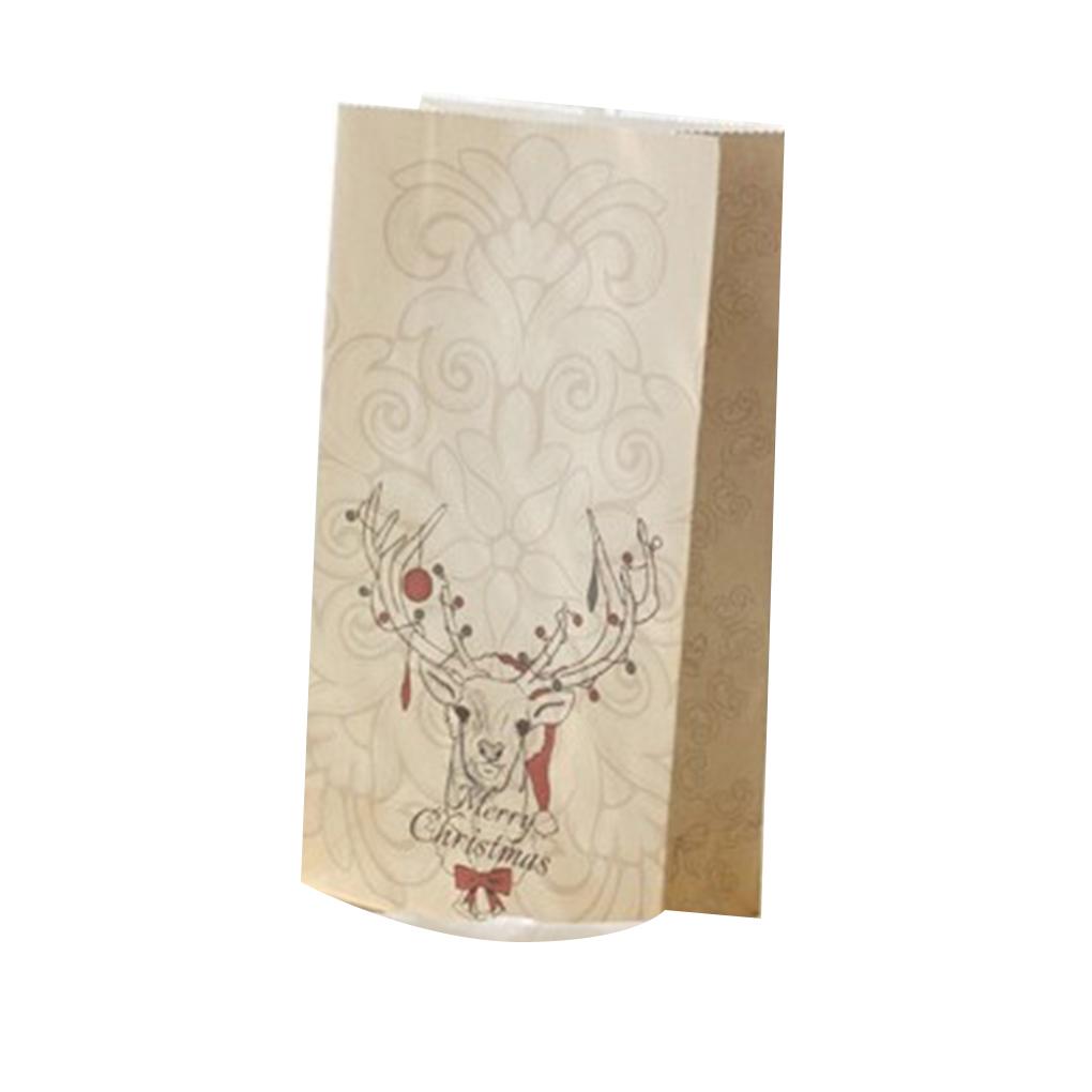 4Pcs Kraft Paper Retro Atmosphere Cute Candy Baking Christmas Gift Paper Bag