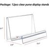 12 PCS Purse Display Stands, Clear Plastic Purse Organizer Holder for Wallets, Clutches, Sunglasses, Perfume, Lipstick, Earrings, Jewelry,