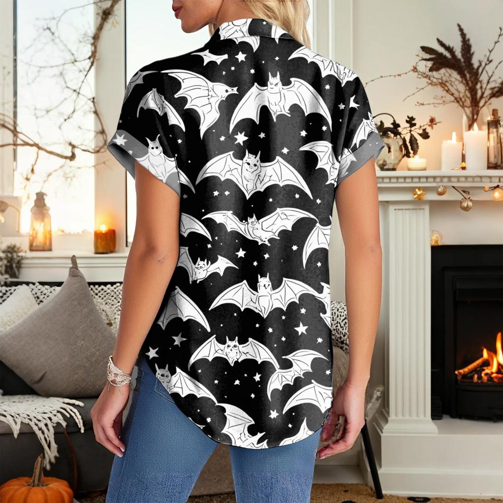 Women's Fashionable, Casual, Comfortable, Loose-Fitting Halloween Print Top
