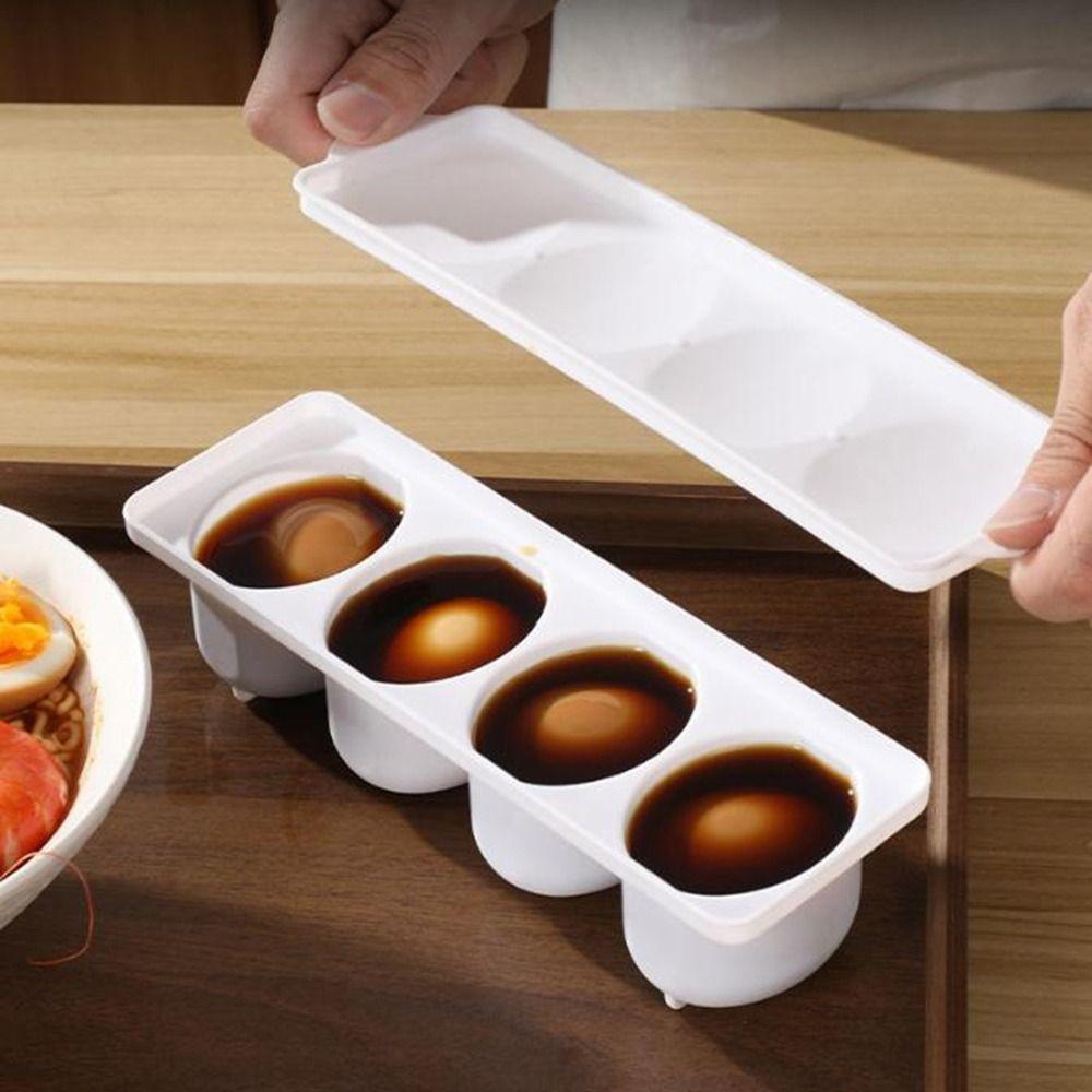 Plastic Boiled Egg Making Box 4 Grids Boiled Egg Container Braised Egg Box Fridge Storage