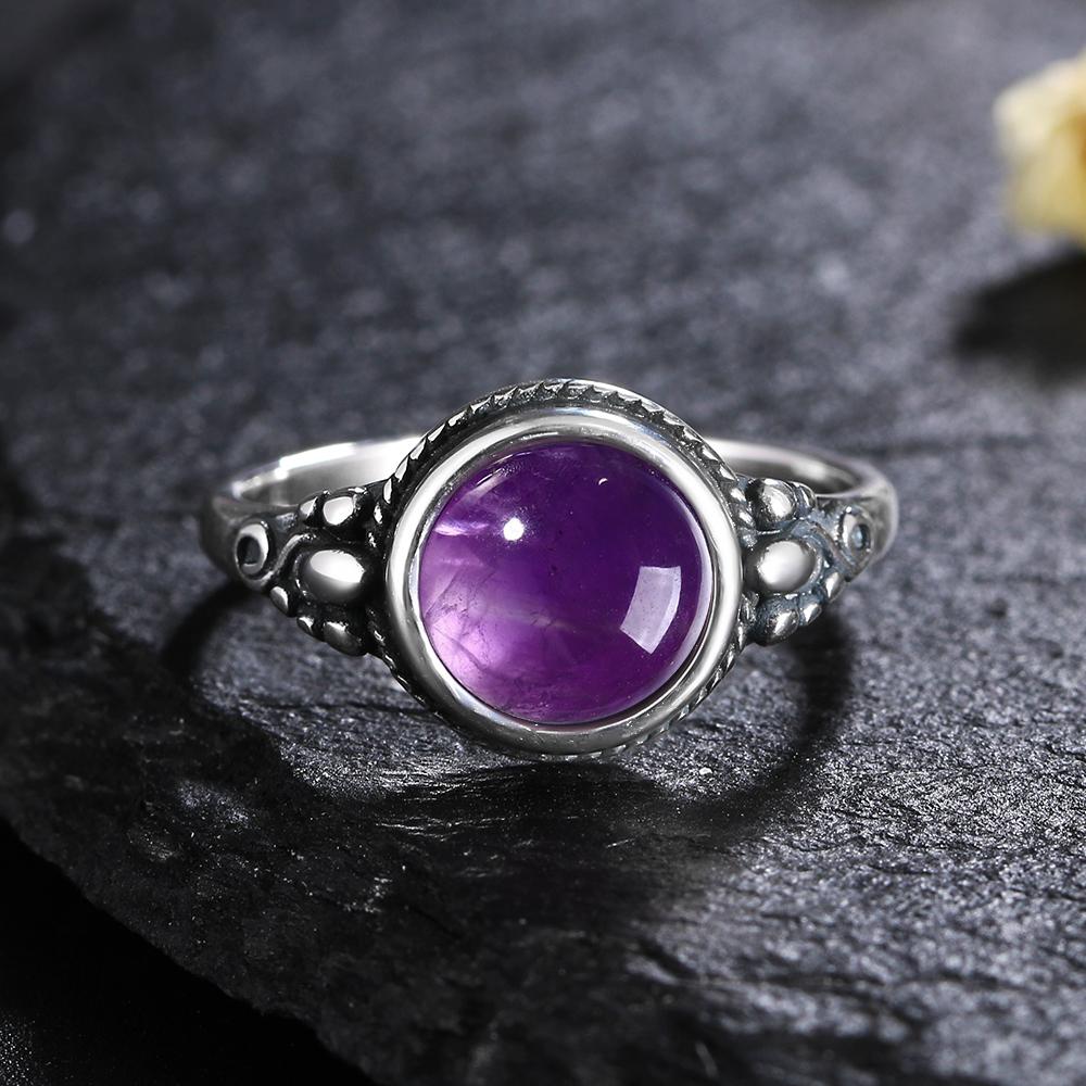 CopperRings Natural Amethyst Gemstone Rings for Women Wedding Bands Anniversary Gift Fine Jewelry