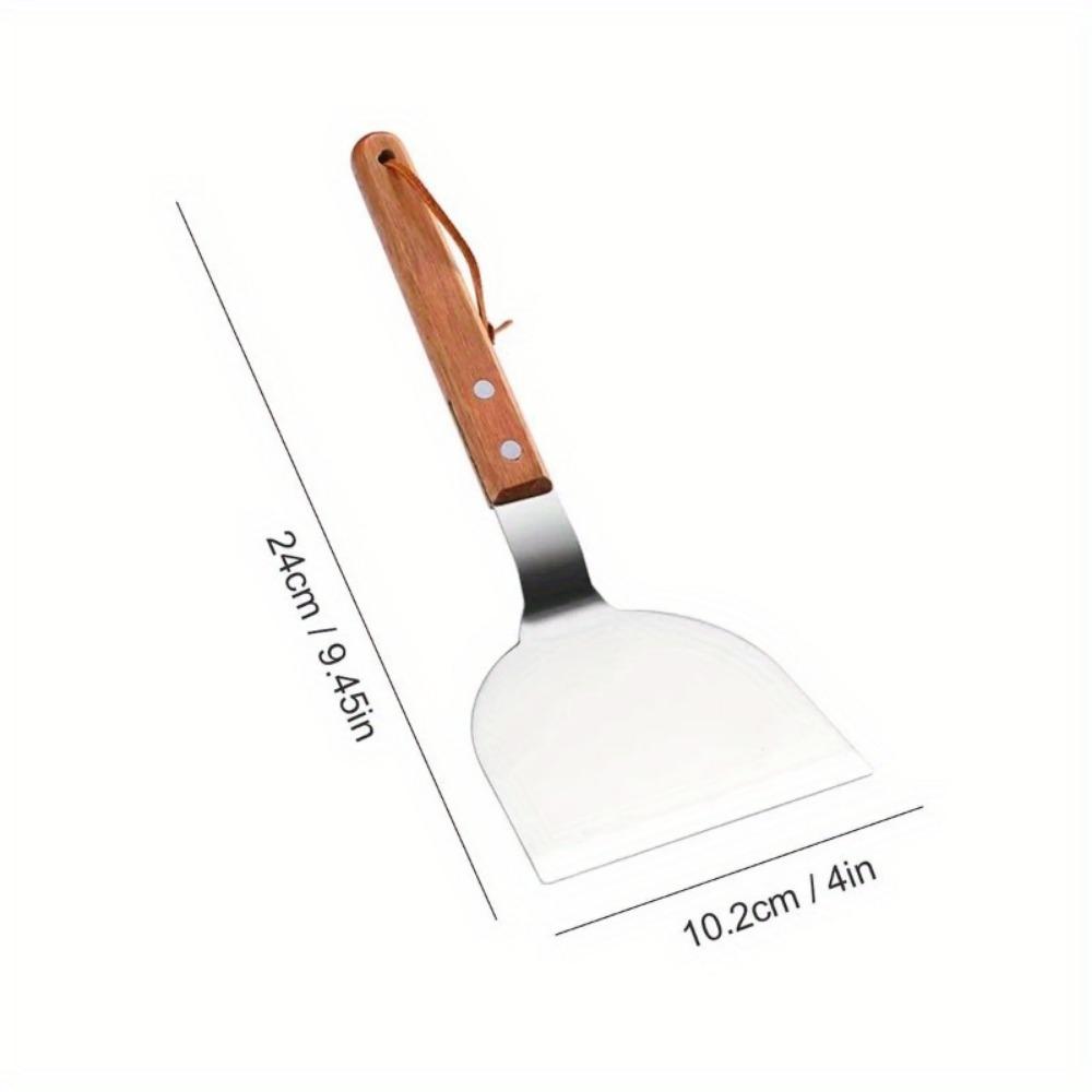 

1PC Stainless Steel Cooking Shovel Wood Handle Steak Cooking Spatula Pancake Pizza Shovel BBQ Tools Kitchen Utensils