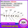 10PCS Wire diameter 0.8mm Left Rotation Spring left Torsion Spring Return And Reset V-shaped Spring laps1/2/3/4/5lap 304SUS