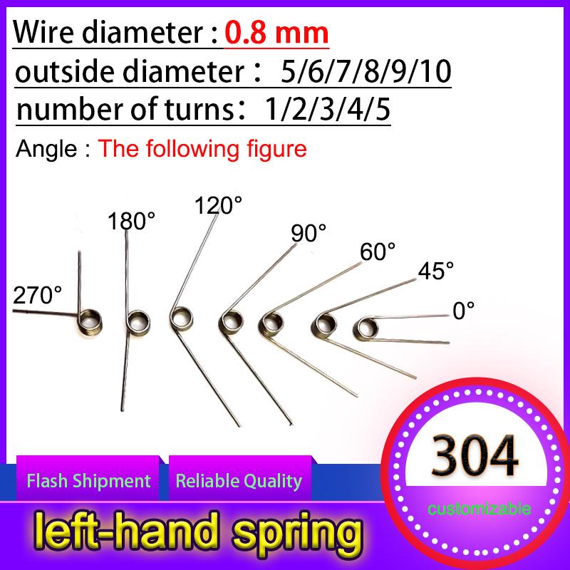 10PCS Wire diameter 0.8mm Left Rotation Spring left Torsion Spring Return And Reset V-shaped Spring laps1/2/3/4/5lap 304SUS