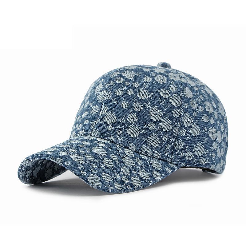 Denim Hat Female Floral Hard Top Baseball Cap