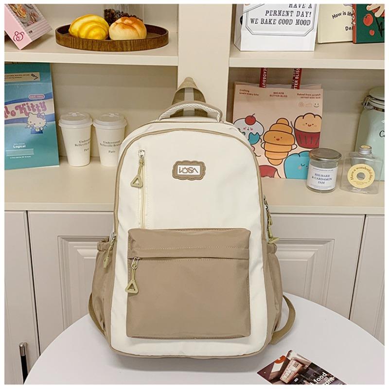 Leisure niche simple new nylon versatile large capacity double shoulder contrasting color commuter travel backpack