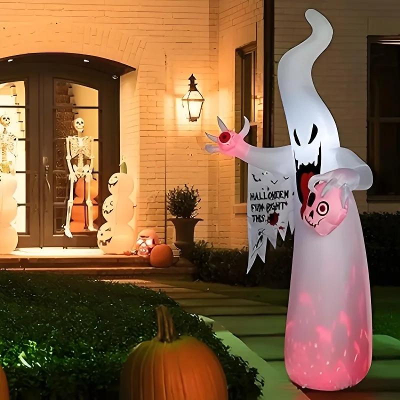 8FT Halloween Inflatable Toys Ghost Outdoor Holiday Decorations Giant Inflatable Ghost with Built-in LED Lights for Party Decor
