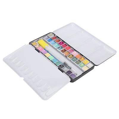 Pearly Lustre Watercolor Paint Portable Bright Color Watercolor Pigment Set with Box36 Colors