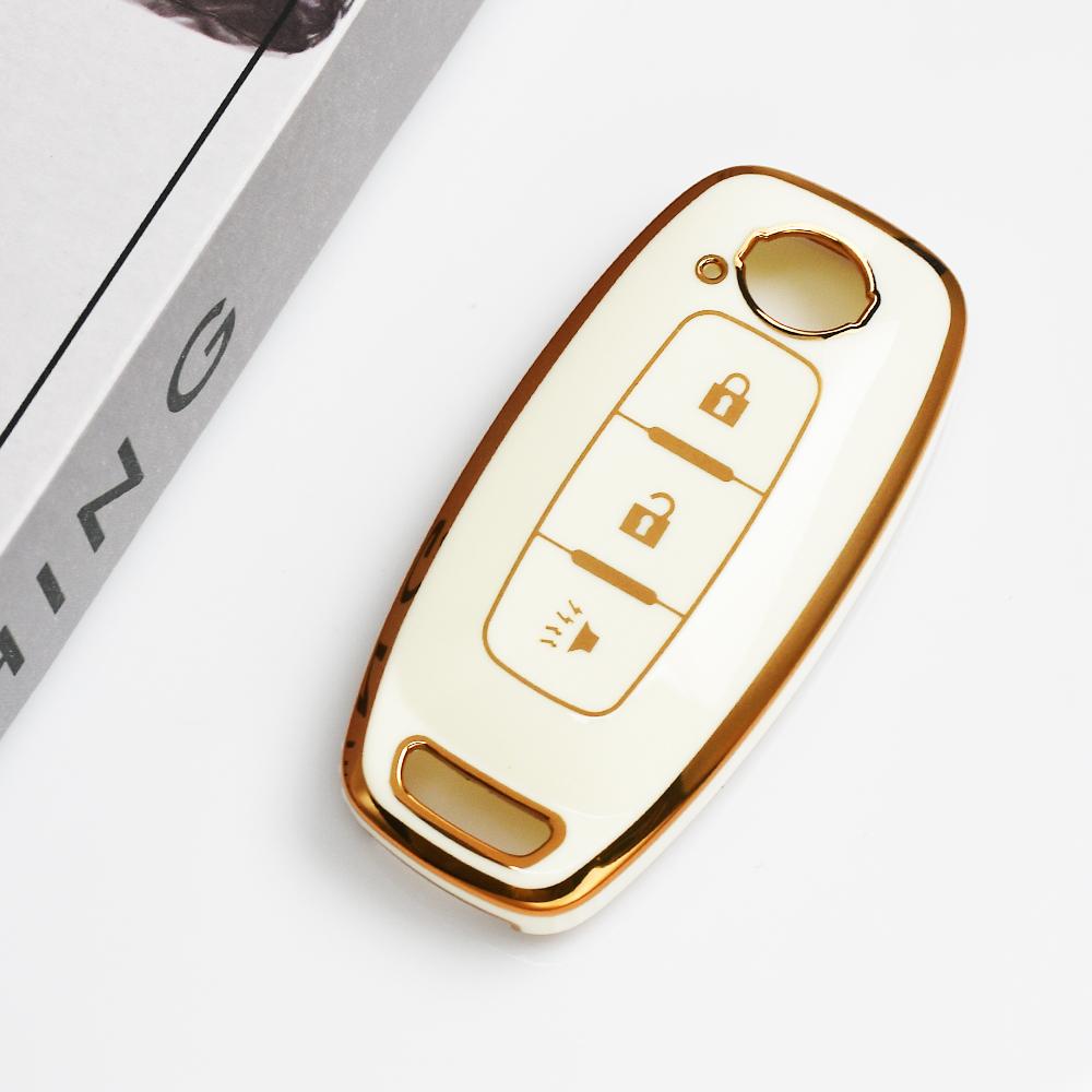 Gold Edge Soft TPU Auto Keyless Remote Key Case Holder Cover for Nissan Juke Teana Altima Ariya X-trail T33 Kicks Qashqai J12