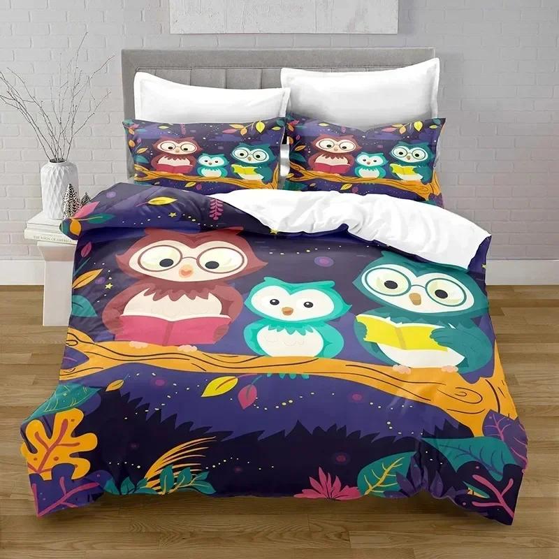 

Comforter 3D Print Kawaii Owl With Bedroom Decoration Bedding Queen Bedding Bedroom Set King Size Bed Home Textiles Comforter (quilt)-EU Single(135*200cm)3pcs