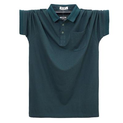 Solid Color Plus Size Turn-Down Collar Short Sleeve Pocket Cotton Polo