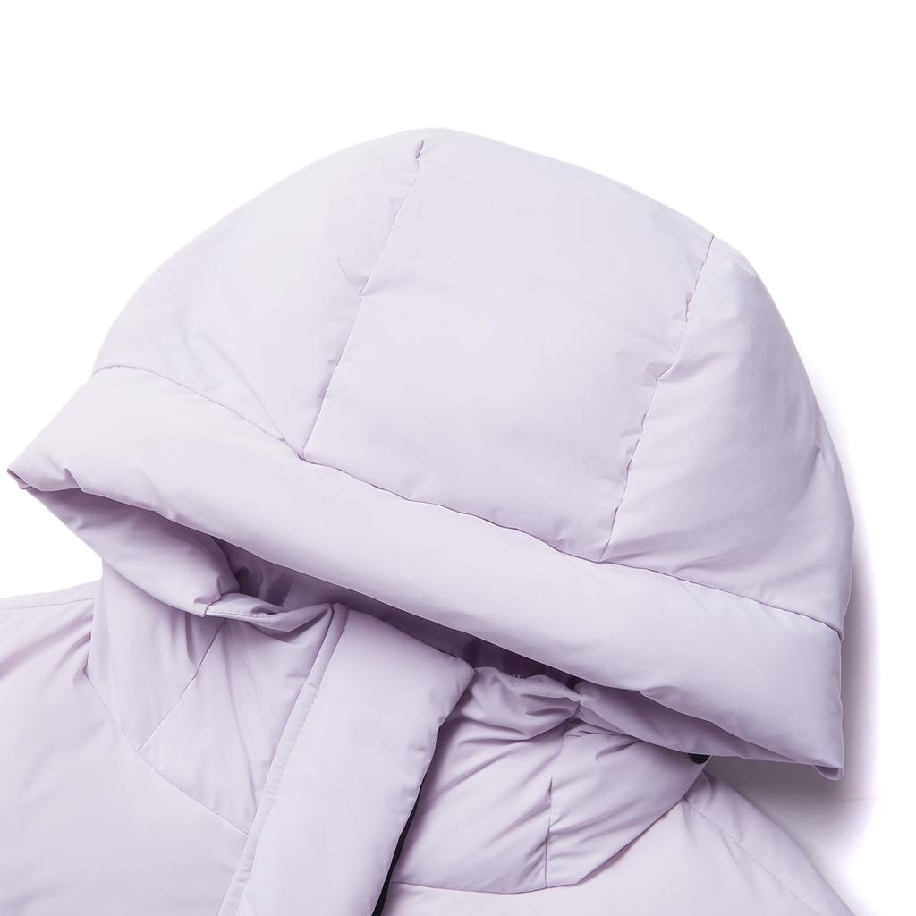 Li Ning Hot Pot Down Series Water-Resistant Hooded Casual Versatile Letter Dopamine Long Winter Down Jacket Women Outerwear Sea-Salt-Purple AYMU242-3
