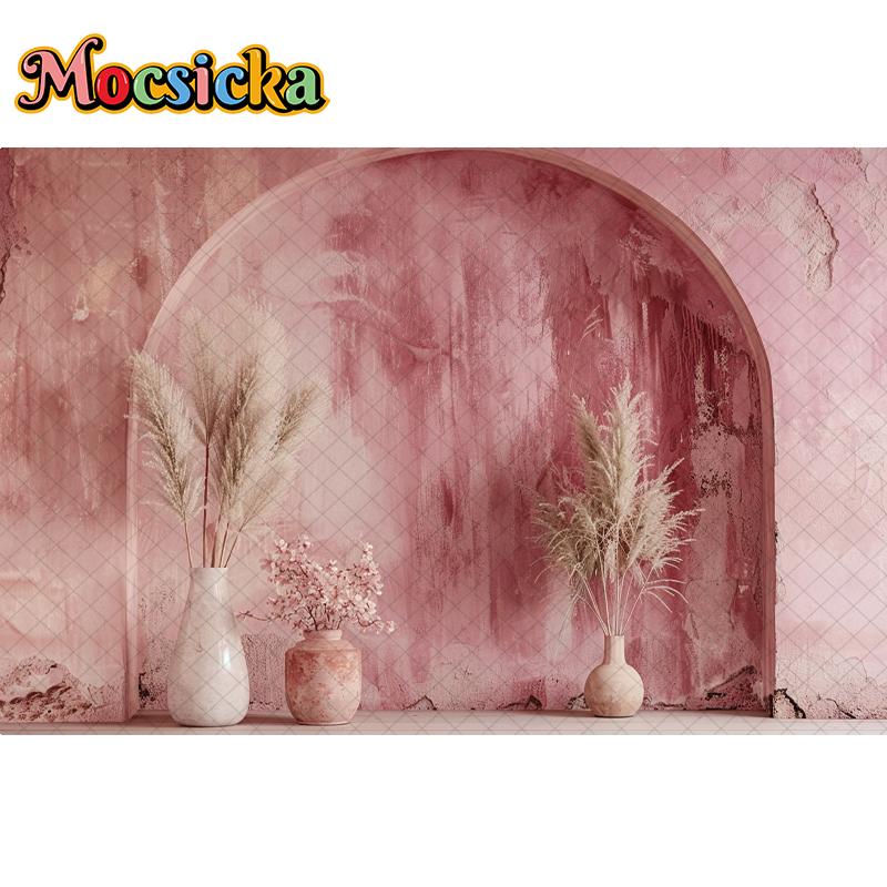 Mocsicka Photography Background Wedding Maternity Adult Kids Art Portrait Decor Vintage Bohe Red Arch Wall Backdrop Photo Studio