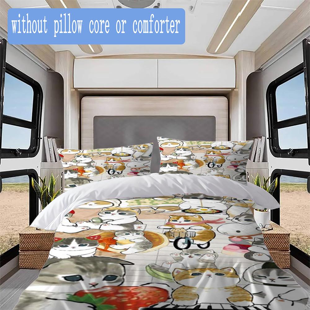 Cozy Cartoon Cats Pattern Bedding,Quilt Set Quilt Cover Pillowcase Home Birthday Gift (1*duvet Cover+2*pillowcase,without core)ZSJT0917370