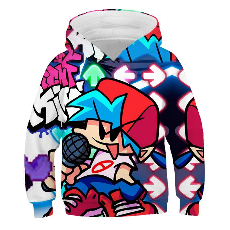 Felpe con cappuccio Anime Game Friday Night Funkin Felpe con stampa 3D Felpe con cappuccio per ragazzi e ragazze Pullover alla moda Cartoni animati Tute per bambini Abbigliamento