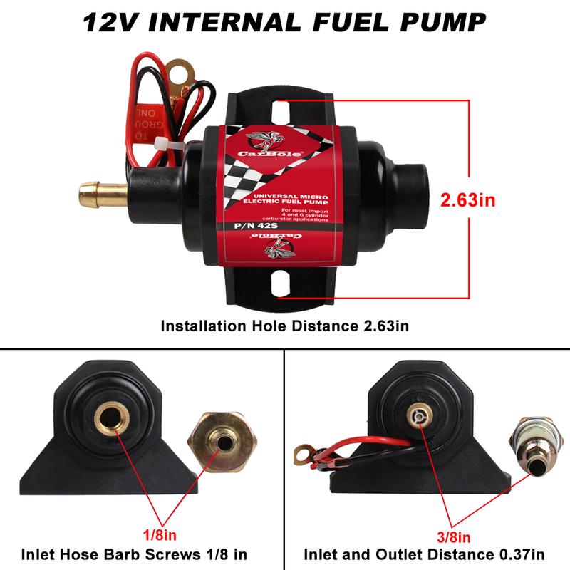 Low Pressure 2-3.5PSI Universal Micro Electric Fuel Pump 42S Polymer Fuel