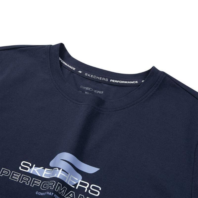 Skechers Sport Series Letter Round Neck Pullover Short Sleeve Regular T-Shirt Women Tops Navy-Blue P223W014-02MZ