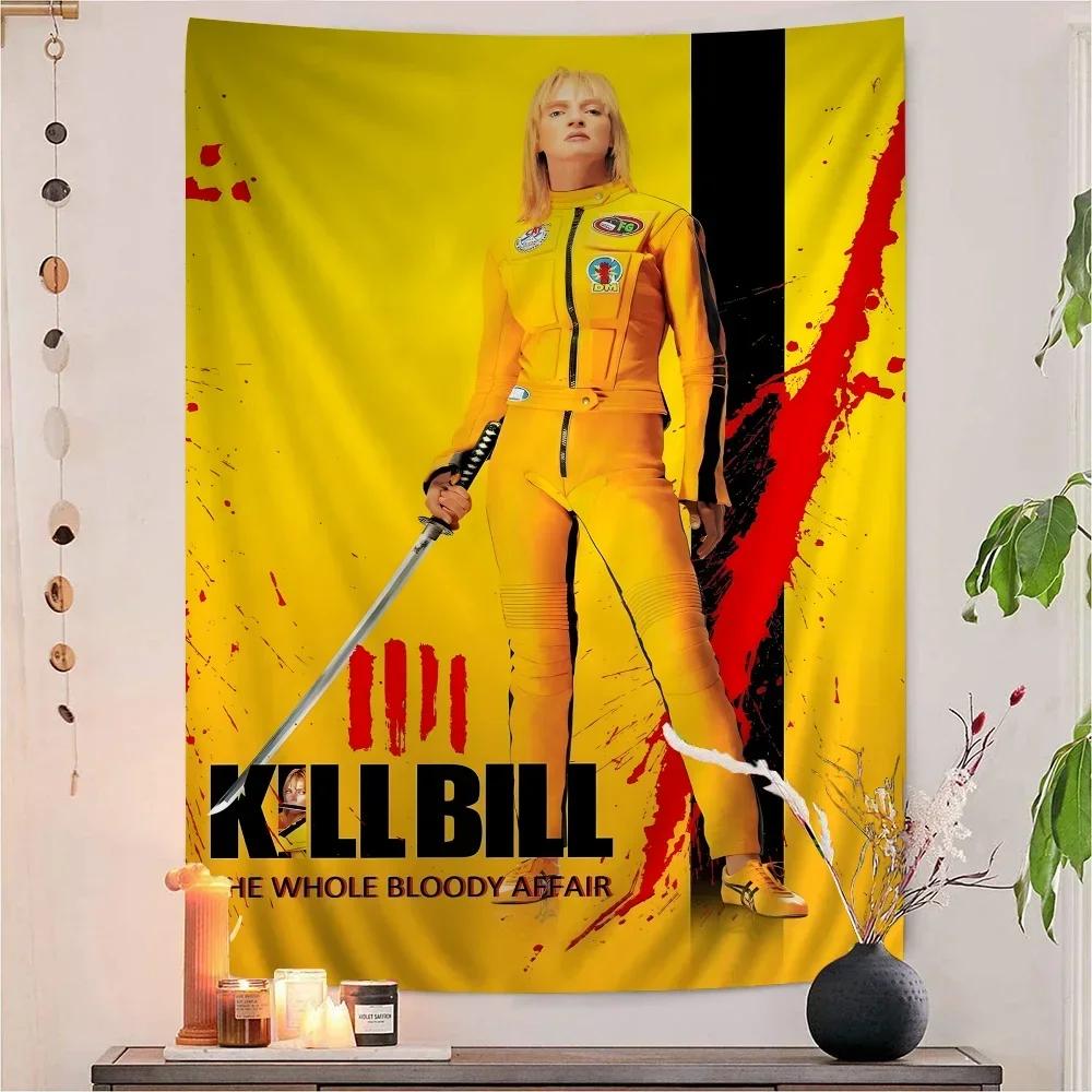 Classic Movie KKill BBill Anime Tapestry Hanging Tarot Hippie Wall Rugs Dorm Wall Hanging Sheets