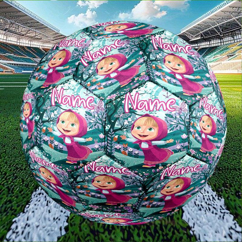 Custom Name Personalized Masha and the Bear Print Size 5 Soccer Ball Training & Match Football, for Team, Kicking, Gift for Football Enthusiasts