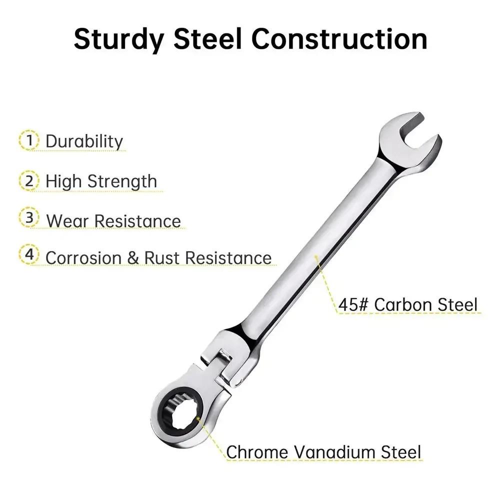 10-мм трещоточный ключ-гаечный ключ ручной инструмент 72 зуба трещоточный гибкая головка зеркальная полировка 10mm