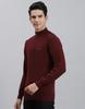 MONTE CARLO Mens Maroon Solid Stand Collar Sweater