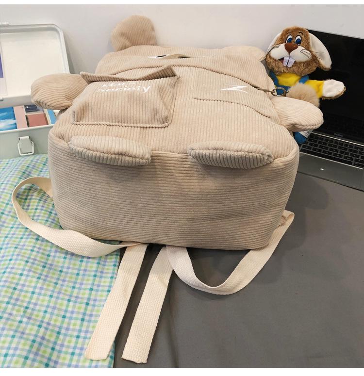 Japoński tornister uroczy sztruksowy plecak dla dziewcząt - styl koreański, duża pojemność, idealny dla uczennic szkół podstawowych i średnich